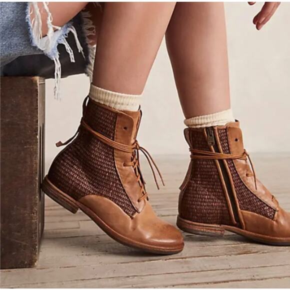 FREE PEOPLE x A.S.98 Prospect Park Lace Up Prairie Boots Leather Sz 41 NEW $330 - Picture 1 of 5